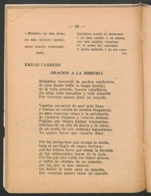 Oración a la bohemia