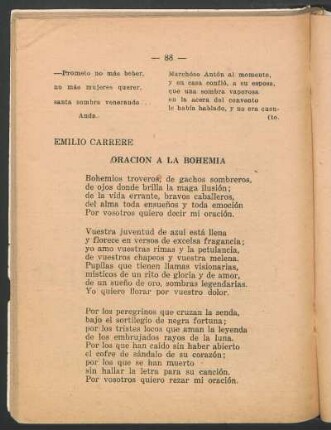 Oración a la bohemia