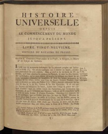 Livre Vingt-Neuvieme. Histoire du Royaume de Prusse.