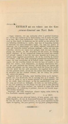 (Bijlage 9.) Extract uit een rekwes aan den Gouverneur-Generaal van Neerl. Indie