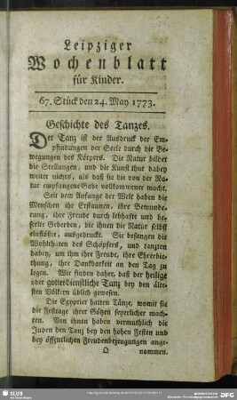 67. Stück den 24. May 1773