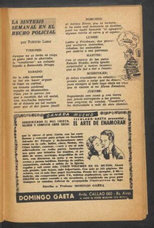 La síntesis semanal en el hecho policial