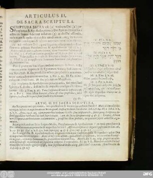 Articulus II. De Sacra Scriptura.