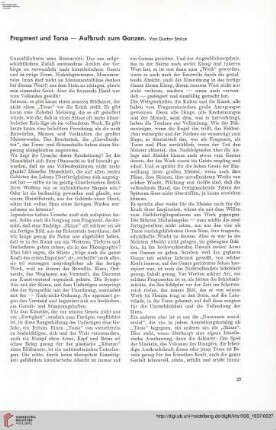 52: Fragment und Torso : Aufbruch zum Ganzen