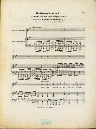 Weihnachtslied : Gedicht von Johanna von Nell ; für eine Singstimme mit Begleitung des Piano-Forte ; op. 72