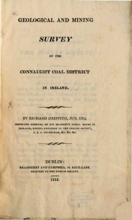 Geological and mining Survey of the Connaught coal district in Ireland