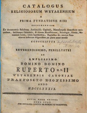 Catalogus Religiosorum Weyarensium