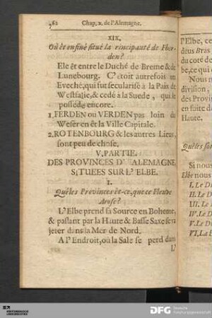 V. Partie. Des Provinces D' Alemagne, Situees Sur L'Elbe.