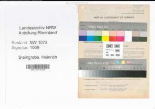 Entnazifizierung Heinrich Steingrobe , geb. 02.08.1899 (Verwaltungsangestellter)