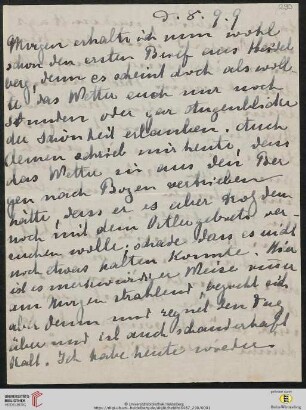 Heid. Hs. 3487,290: Brief von Marie Luise Gothein an Eberhard Gothein