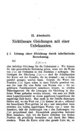 II. Abschnitt. Nichtlineare Gleichungen mit einer Unbekannten.