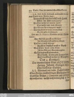 Das 4. Exempel/ Der wunderlichen Güte Gottes/ Hertzog Johann Georgen deß I. Churfürsten zu Sachsen.