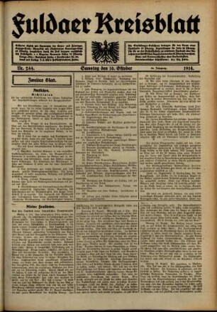 Zweite Ausgabe vom Samstag, den 10. Oktober 1914.