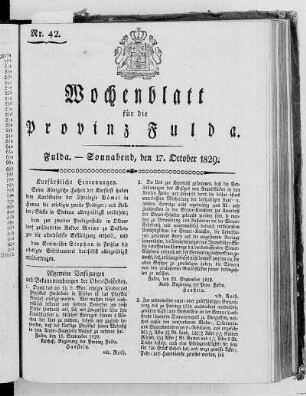 Nr. 42, Ausgabe vom 17. Oktober 1829