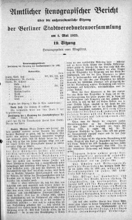 Sitzung 19., 5. Mai 1925