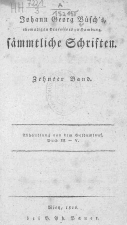 10: Abhandlung von dem Geldumlauf : Buch III - V