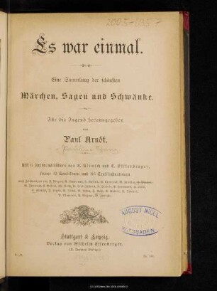 Es war einmal : eine Sammlung der schönsten Märchen, Sagen und Schwänke