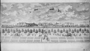 Oranienbaum, Gesamtansicht des Schlosses (Illustration aus Zimmermann, Historie des Fürstentums Anhalt)