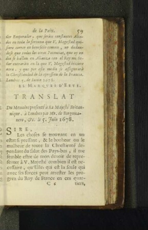 Translat Du Memoire presenté à Sa Majesté Britannique, ... [u. a.]