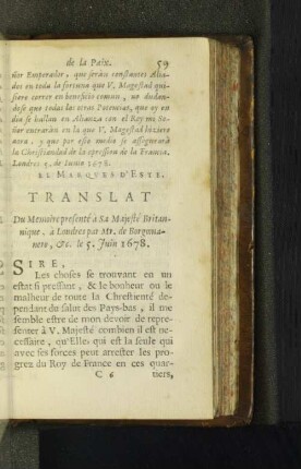 Translat Du Memoire presenté à Sa Majesté Britannique, ... [u. a.]
