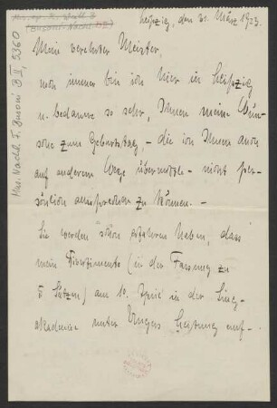 Brief an Ferruccio Busoni : 31.03.1923