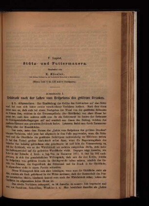 V. Kapitel Stütz- und Futtermauern.