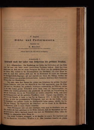 V. Kapitel Stütz- und Futtermauern.