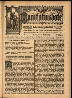 Erste Ausgabe vom Sonntag, den 30. Oktober 1904.