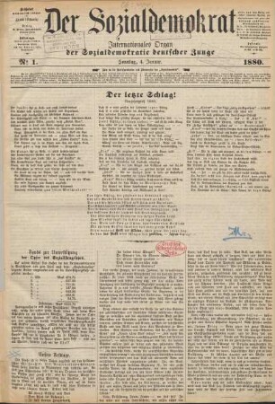 1880, No 1 (4. Januar 1880)-No 52 (26. Dezember 1880): Der Sozialdemokrat