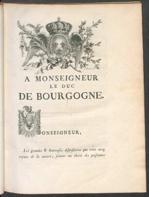 A Monseigneur le Duc de Bourgogne.