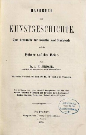 Handbuch der Kunstgeschichte : zum Gebrauche für Künstler und Studirende und als Führer auf der Reise