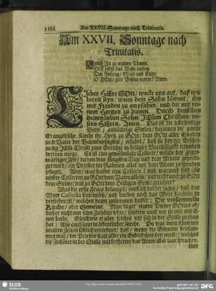 Am XXVII. Sonntage nach Trinitatis