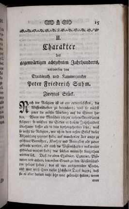 II. Charakter des gegenwärtigen achtzehnten Jahrhunderts