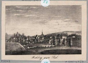 Stadtansicht von Radeberg, Blick nach Norden, Blatt Teil einer Serie von Renner und Ketzschau