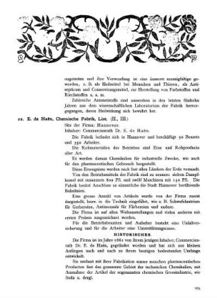 22. E. de Haën, Chemische Fabrik, List.