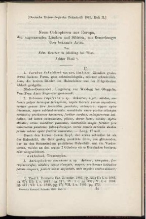 Neue Coleopteren aus Europa, den angrenzenden Ländern und Sibrien, mit Bemerkungen über bekannte Arten