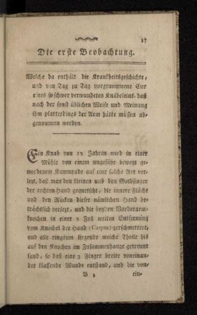 Die erste Beobachtung.