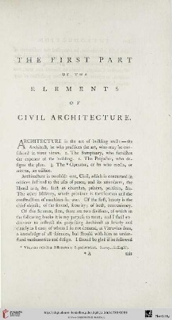 The first part of the elements of civil architecture