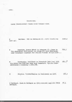 Geistliche ohne bekannten (Familien-)Namen