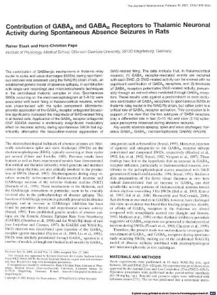 Contribution of GABAA and GABAB receptors to thalamic neuronal activity during spontaneous absence seizures in rats