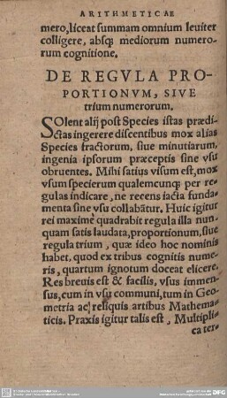 De Regula Proportionum, Sive trium numerorum.