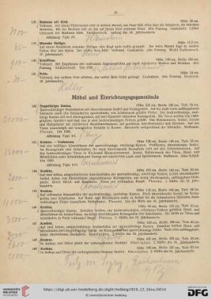 Möbel und Einrichtungsgegenstände, Textilen, Varia (Nr. 142-203)