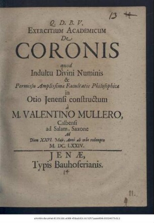 Exercitium Academicum De Coronis