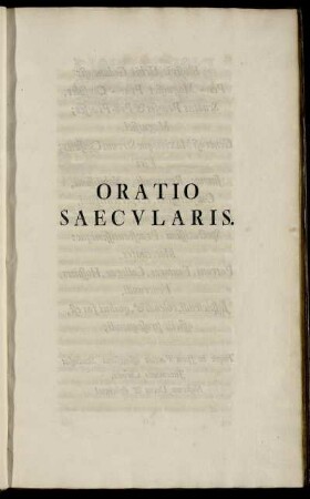 Oratio Saecularis.
