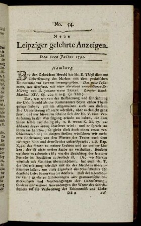 No. 54. Den 8ten Julius 1791.