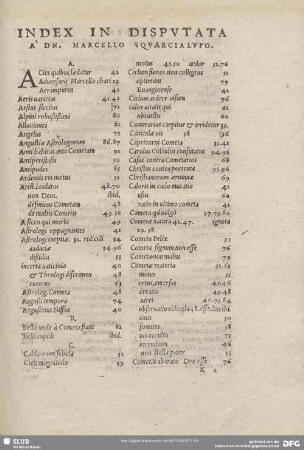 Index in Disputata.