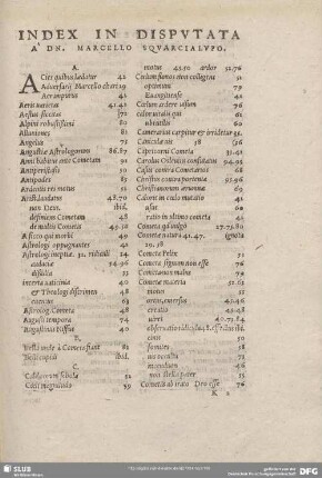 Index in Disputata.