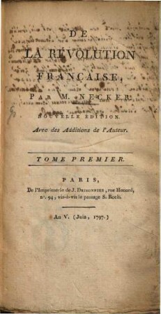 De la révolution française, 1