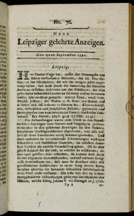 No. 76. Den 23ten September 1791.