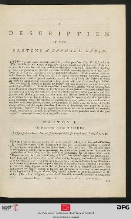 A Description of the cartons of Raphael Urbin